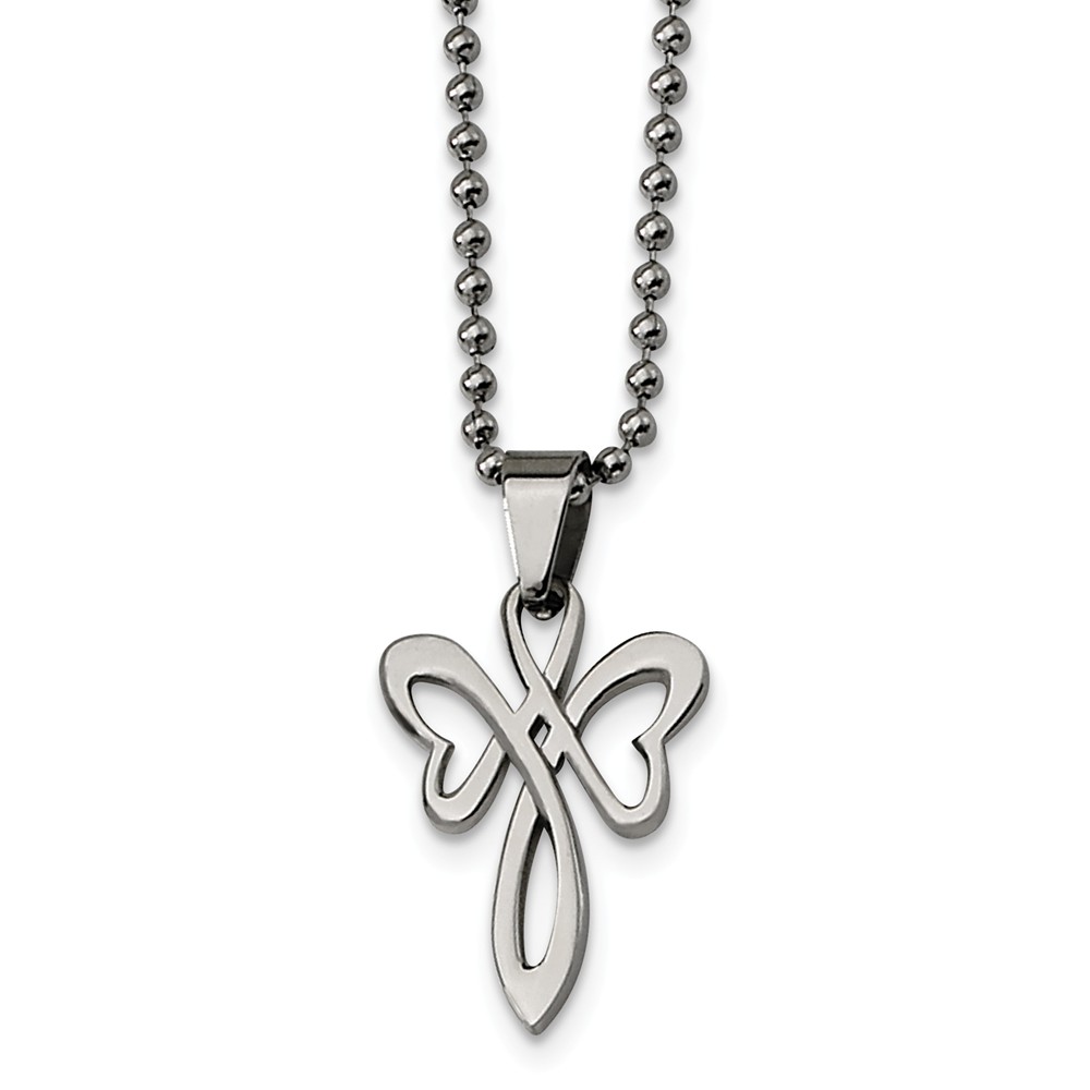 Chisel Stainless Steel Heart Cross Necklace