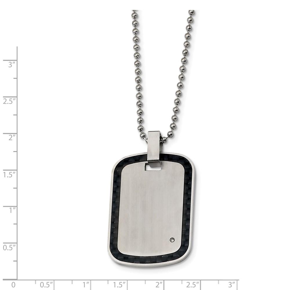 Chisel Stainless Steel, Carbon Fiber and Diamond Accent Dog Tag Necklace