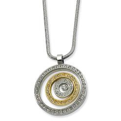 Chisel Stainless Steel Floating Circle Necklace with Cubic Zirconia and Gold