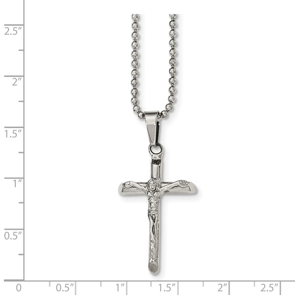 Black Bow Jewelry Company Crucifix Cross Necklace in Stainless Steel, 20 Inch