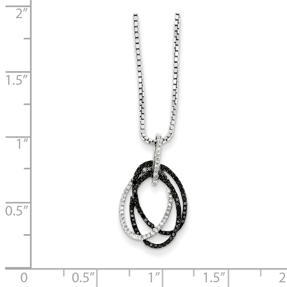 White Night Diamonds Black & White Diamond Triple Oval Necklace in Sterling Silver
