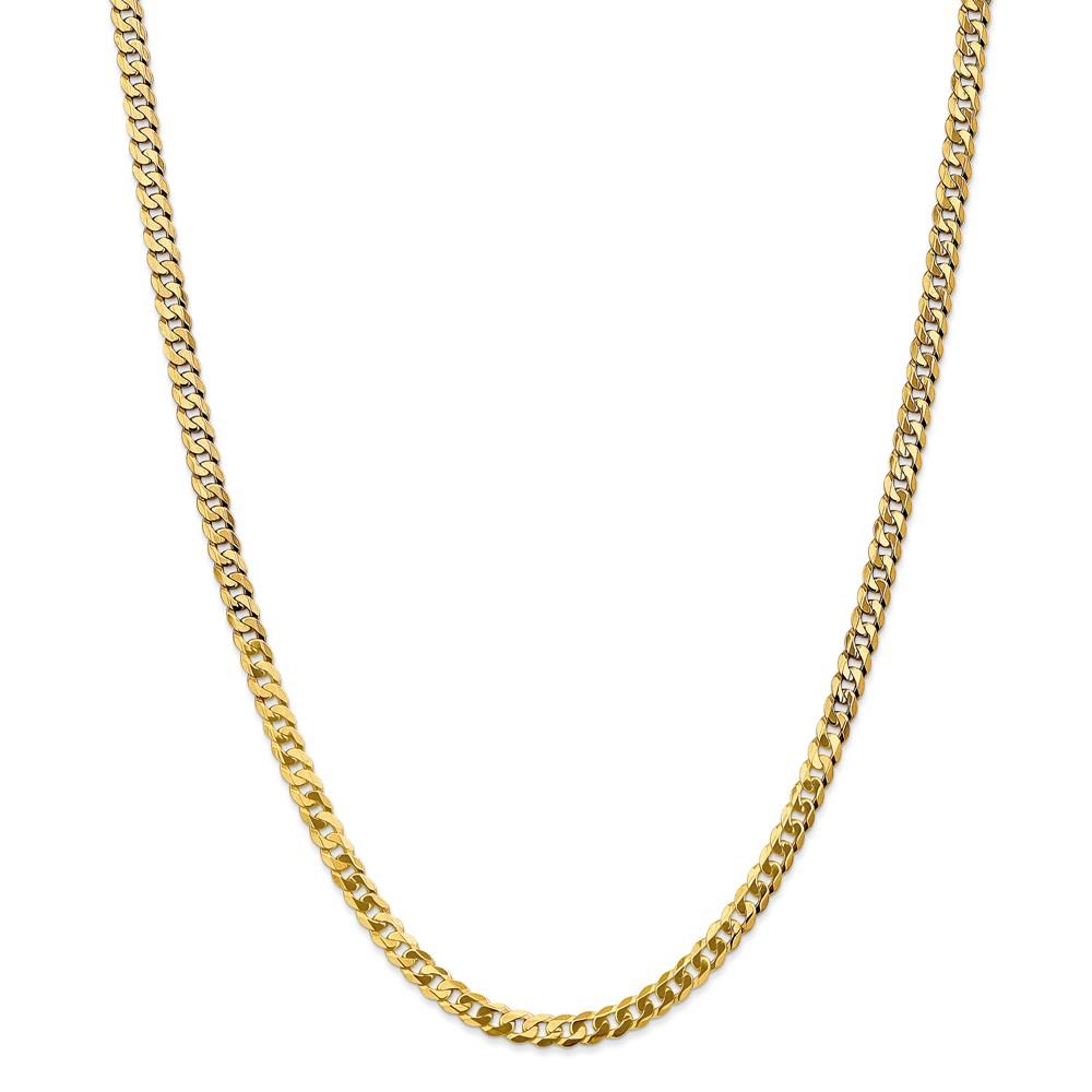 Black Bow Jewelry Company Men's 4.6mm 14k Yellow Gold Solid Beveled Curb Chain Necklace