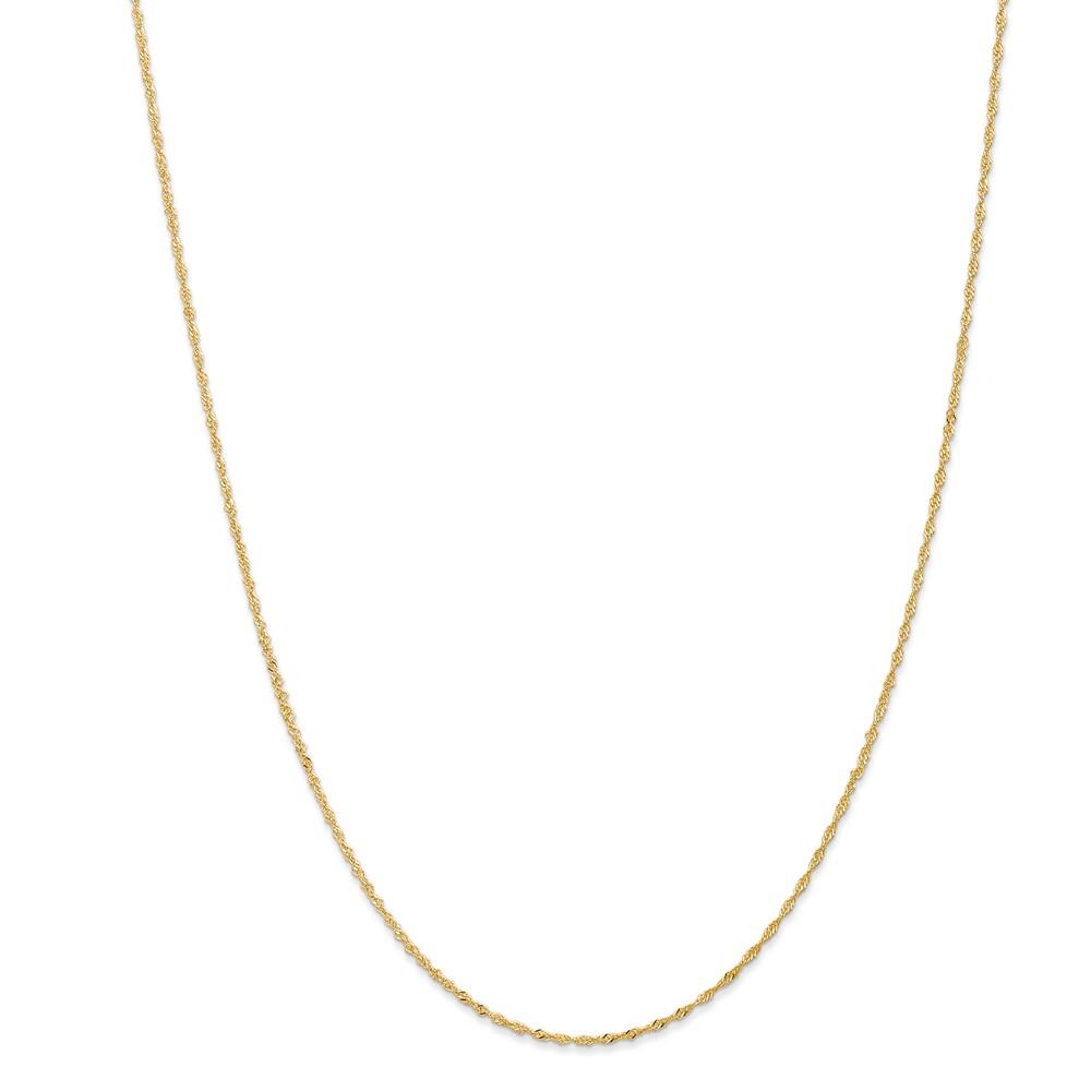 Black Bow Jewelry Company 1mm 14k Yellow Gold Diamond Cut Singapore Chain Necklace