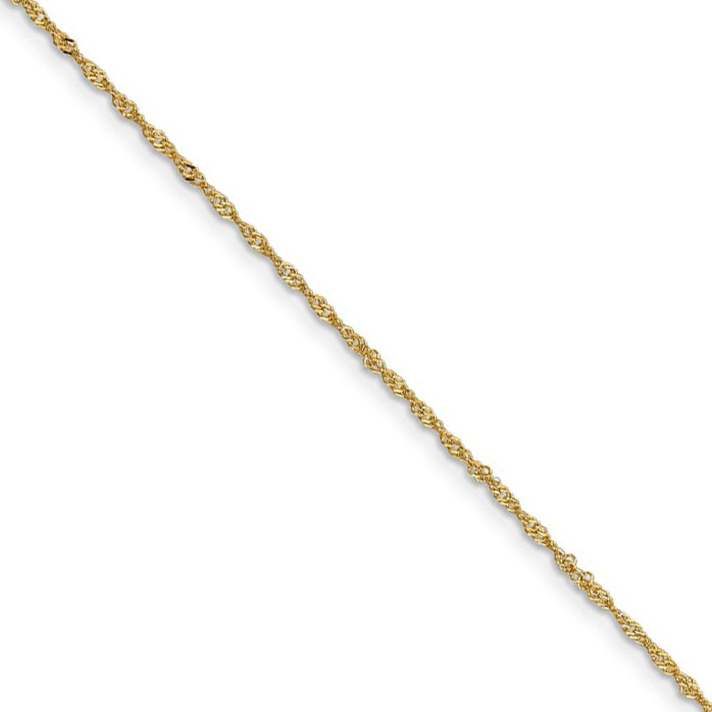 Black Bow Jewelry Company 1mm 14k Yellow Gold Diamond Cut Singapore Chain Necklace