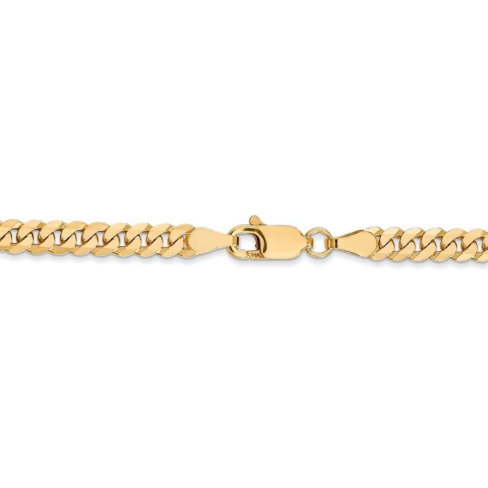 Black Bow Jewelry Company 3.9mm, 14k Yellow Gold Solid Beveled Curb Chain Necklace