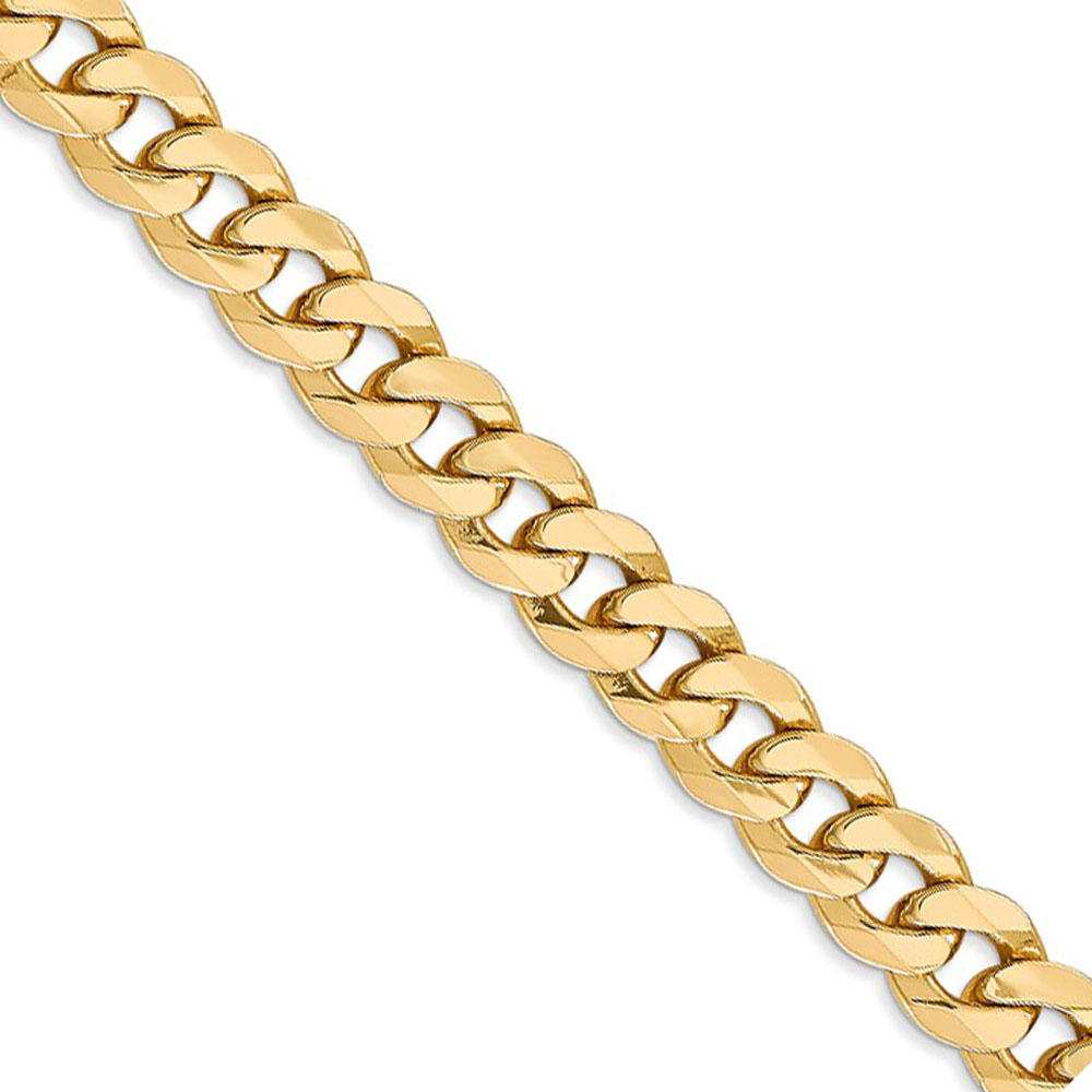 Black Bow Jewelry Company Men's 8mm 14k Yellow Gold Beveled Solid Curb Chain Necklace
