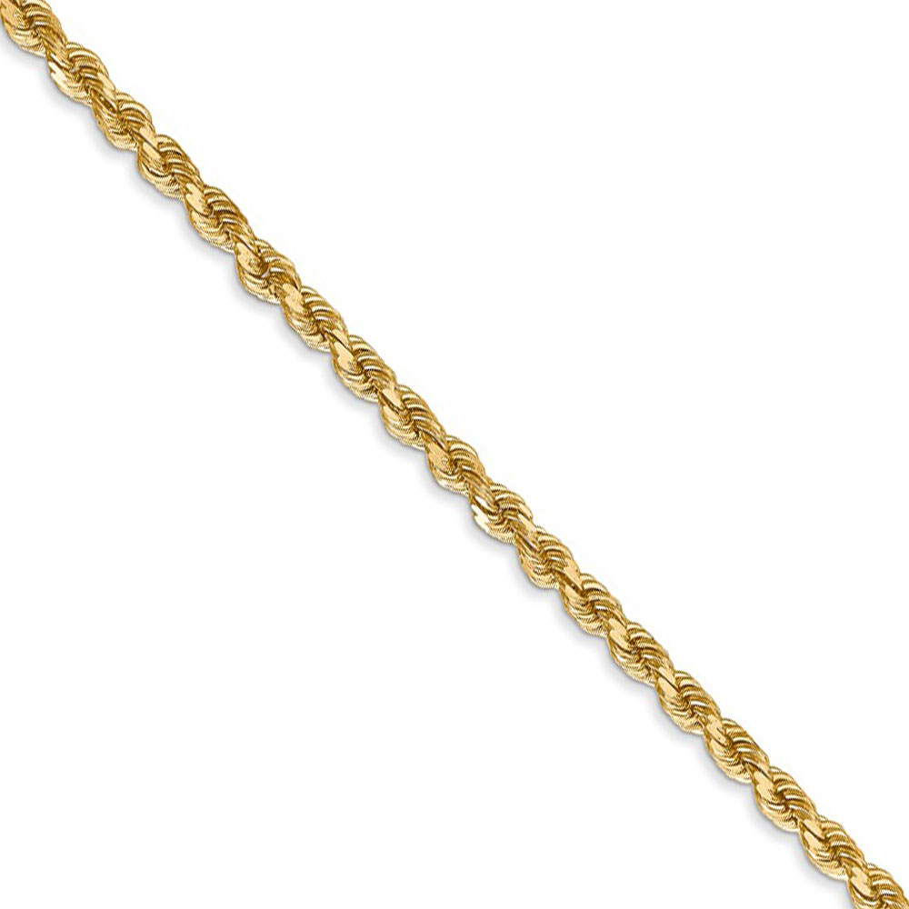 Black Bow Jewelry Company 2.75mm 14k Yellow Gold, Diamond Cut Solid Rope Chain Necklace