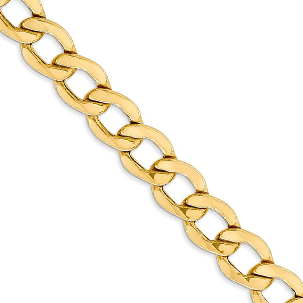 Black Bow Jewelry Company Men's 8mm, 14k Yellow Gold, Hollow Curb Link Chain Necklace