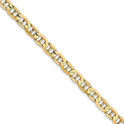Black Bow Jewelry Company 4.5mm, 14k Yellow Gold, Solid Concave Anchor Chain Necklace