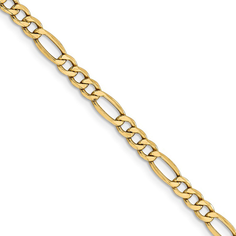 Black Bow Jewelry Company 4.75mm, 14k Yellow Gold, Hollow Figaro Chain Necklace