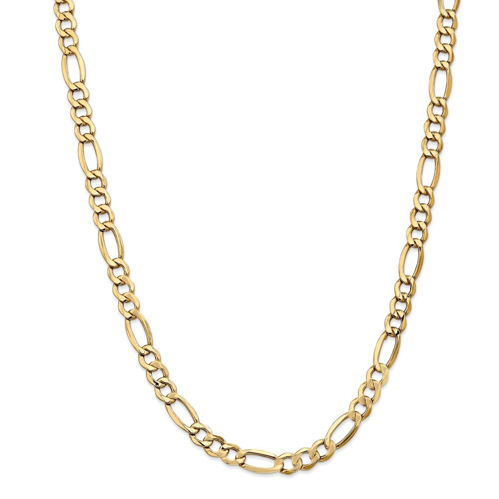 Black Bow Jewelry Company Men's 7.3mm, 14k Yellow Gold, Hollow Figaro Chain Necklace