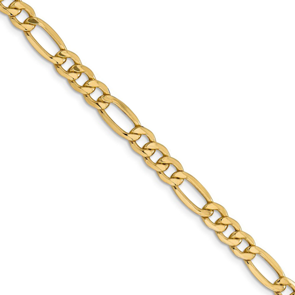 Black Bow Jewelry Company Men's 6.25mm, 14k Yellow Gold, Hollow Figaro Chain Necklace