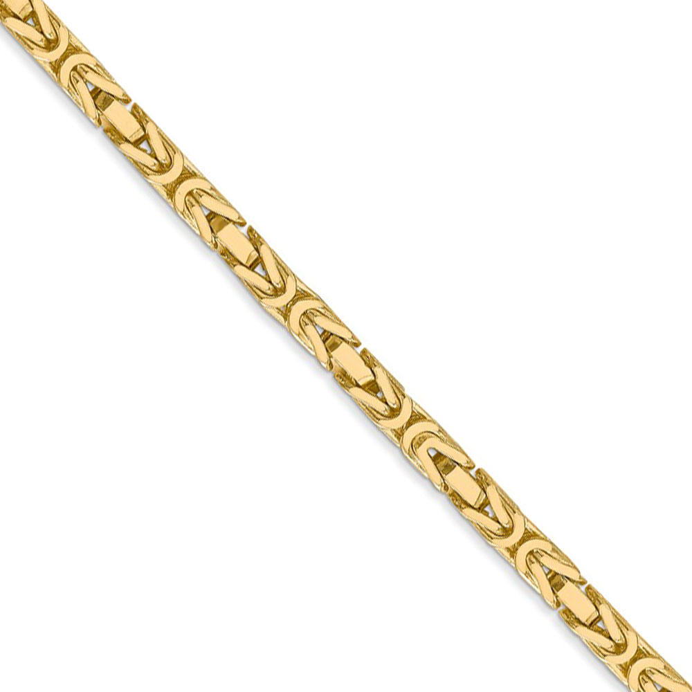 Black Bow Jewelry Company 3.25mm, 14k Yellow Gold, Solid Byzantine Chain Necklace