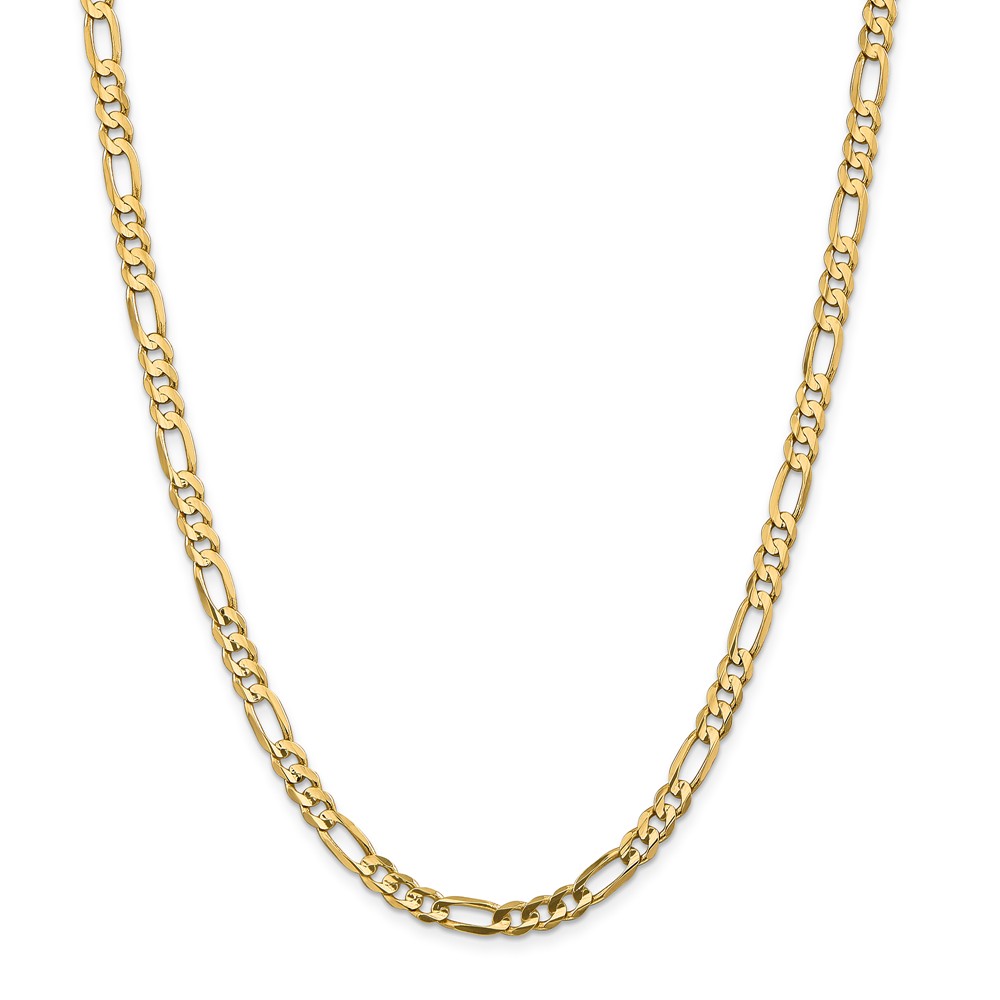 Black Bow Jewelry Company 5.25mm, 14k Yellow Gold, Open Concave Figaro Chain Necklace, 20 Inch