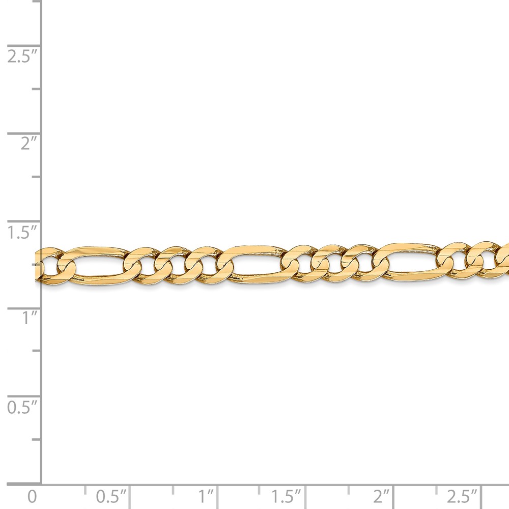 Black Bow Jewelry Company 5.25mm, 14k Yellow Gold, Open Concave Figaro Chain Necklace, 20 Inch