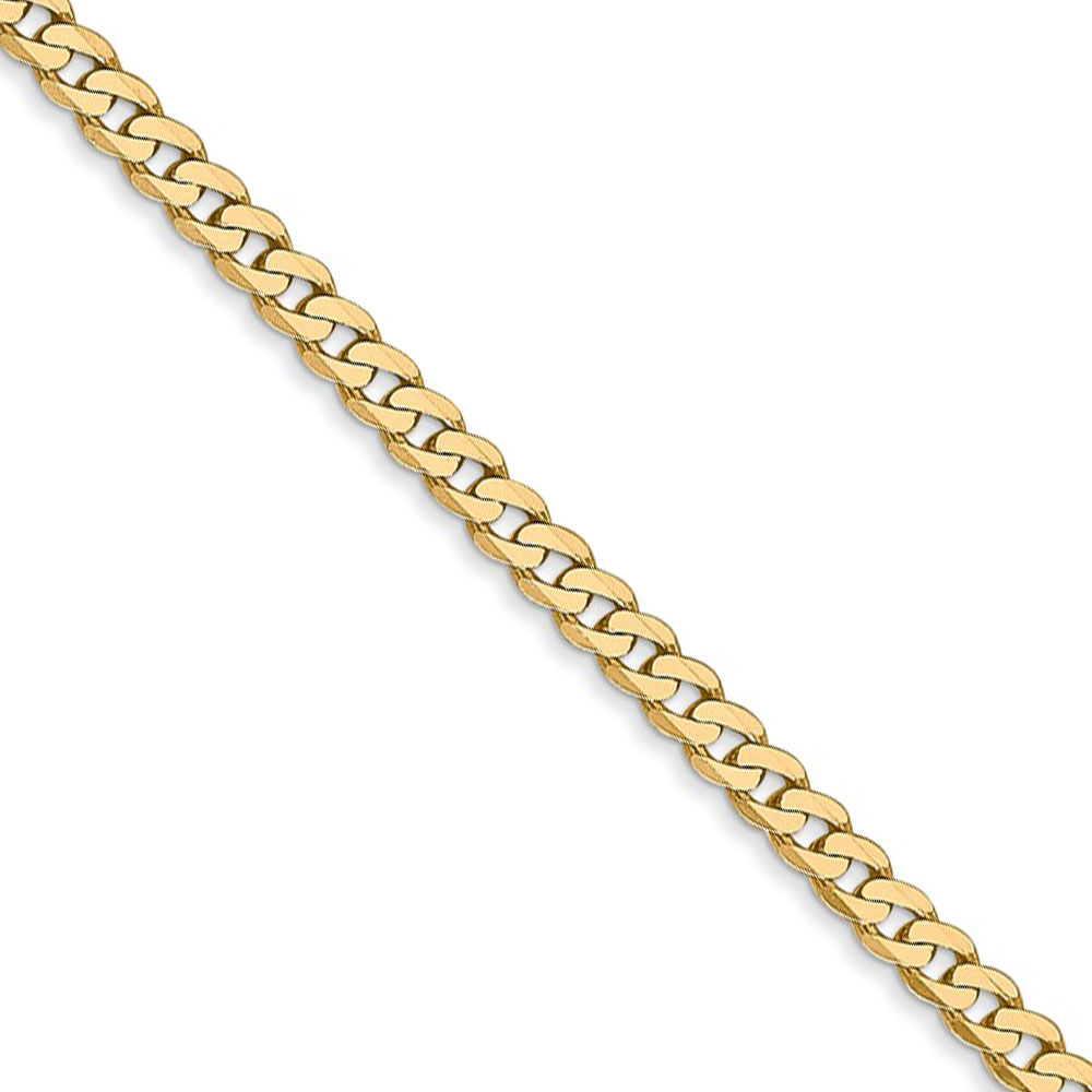 Black Bow Jewelry Company 2.9mm 14k Yellow Gold Solid Beveled Curb Chain Necklace