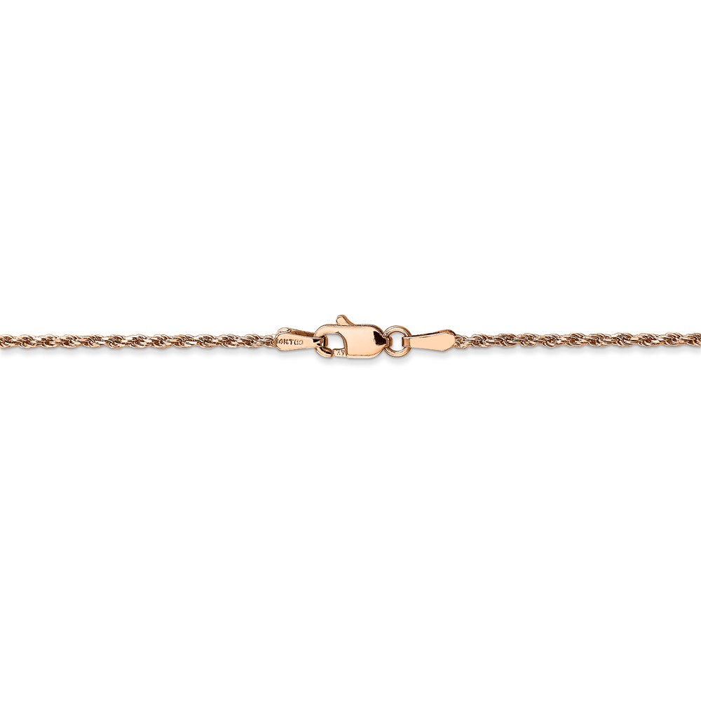 Black Bow Jewelry Company 1.5mm, 14k Rose Gold, Diamond Cut Solid Rope Chain Necklace, 18 Inch