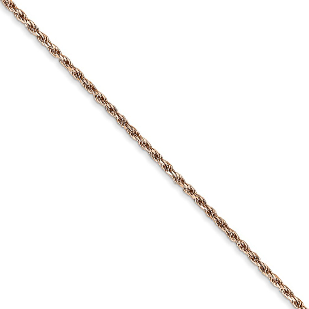 Black Bow Jewelry Company 1.5mm, 14k Rose Gold, Diamond Cut Solid Rope Chain Necklace, 18 Inch