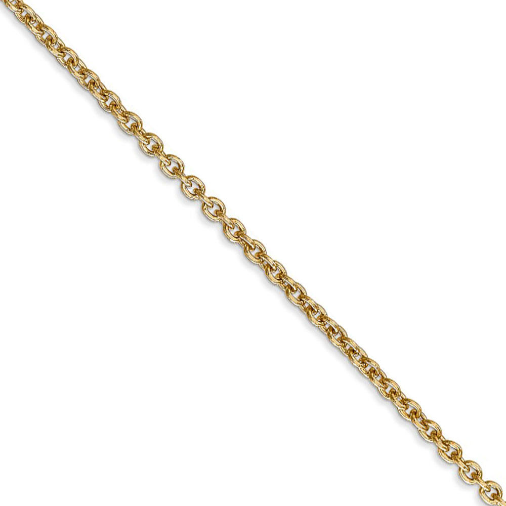 Black Bow Jewelry Company 2.2mm, 14k Yellow Gold, Solid Cable Chain Anklet, 9 Inch