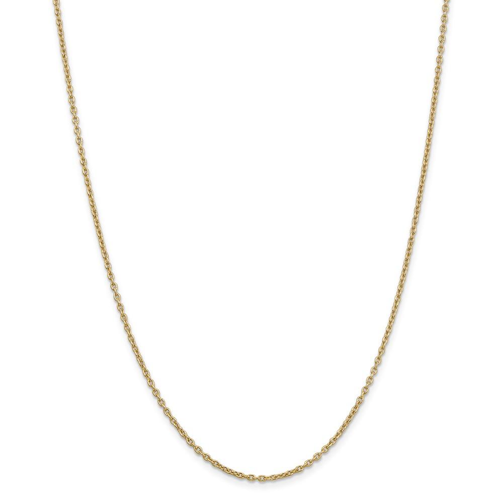 Black Bow Jewelry Company 2mm, 14k Yellow Gold Solid Link Cable Chain Necklace, 16 Inch