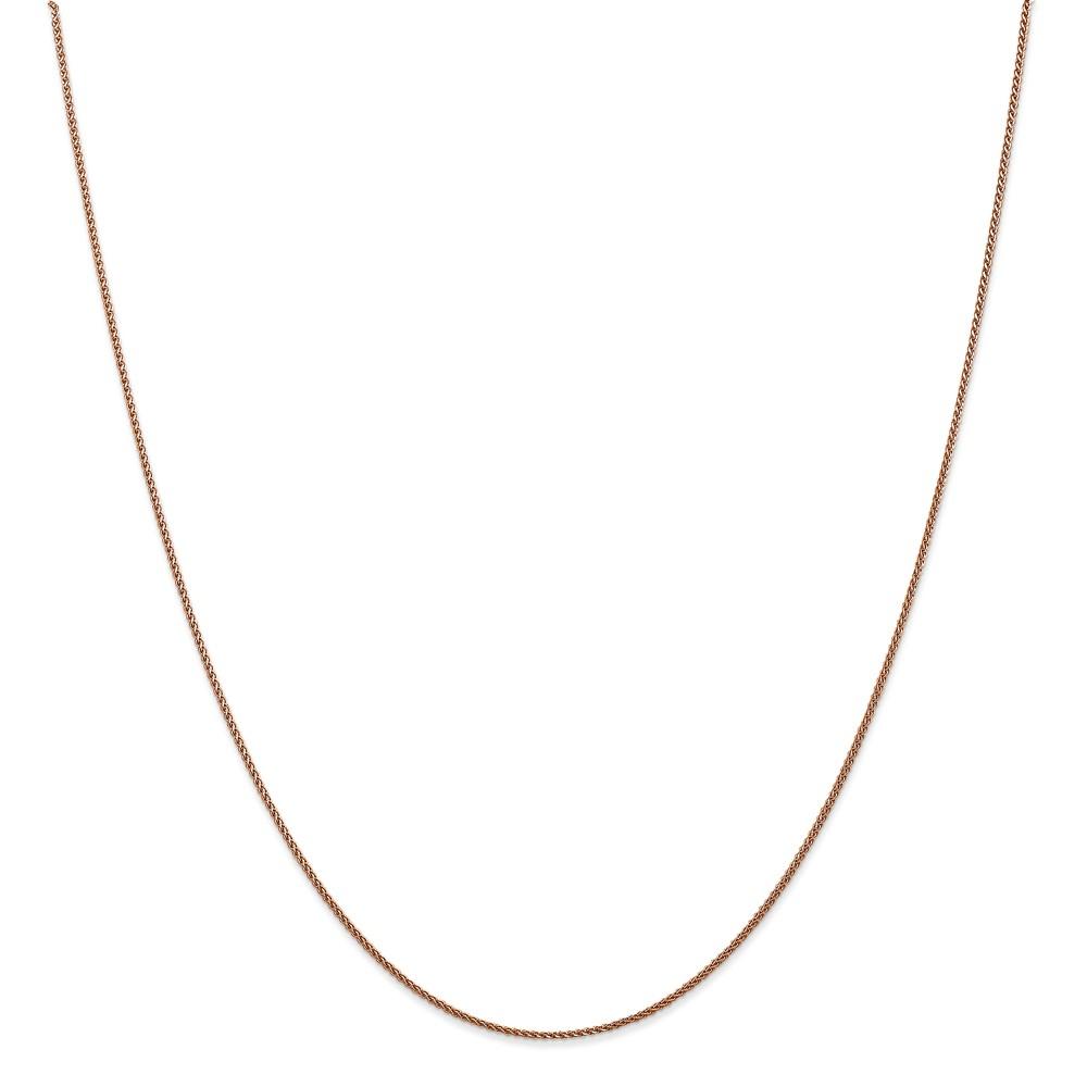 Black Bow Jewelry Company 1mm, 14k Rose Gold, Diamond Cut Solid Spiga Chain Necklace, 24 Inch