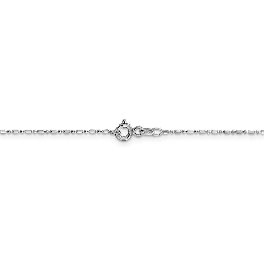 Black Bow Jewelry Company 1mm, 14k White Gold, Diamond Cut Bead Chain Necklace, 24 Inch