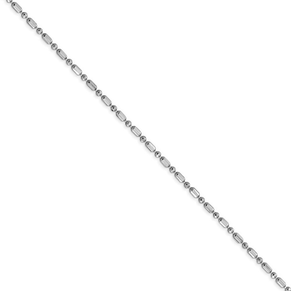 Black Bow Jewelry Company 1mm, 14k White Gold, Diamond Cut Bead Chain Necklace, 24 Inch