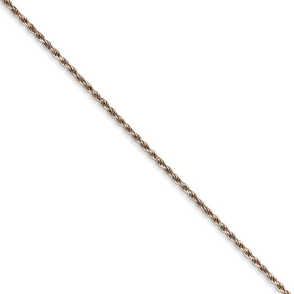 Black Bow Jewelry Company 1mm, 14k Rose Gold, Diamond Cut Solid Rope Chain Necklace, 16 Inch