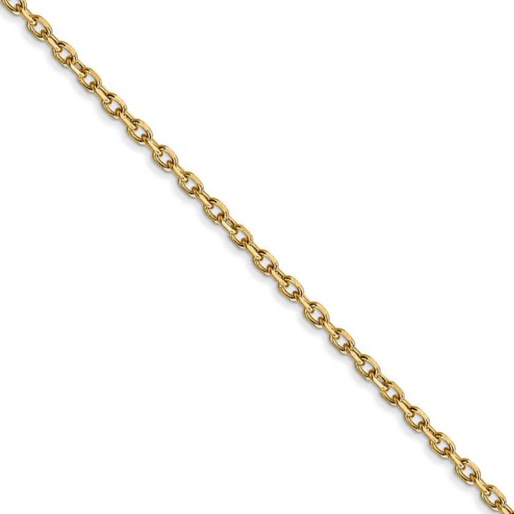 Black Bow Jewelry Company 1.8mm, 14k Yellow Gold Diamond Cut Solid Cable Chain Necklace, 16 Inch