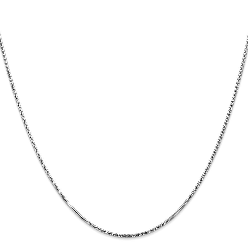 Black Bow Jewelry Company 1.6mm, 14k White Gold, Round Solid Snake Chain Necklace, 16 Inch
