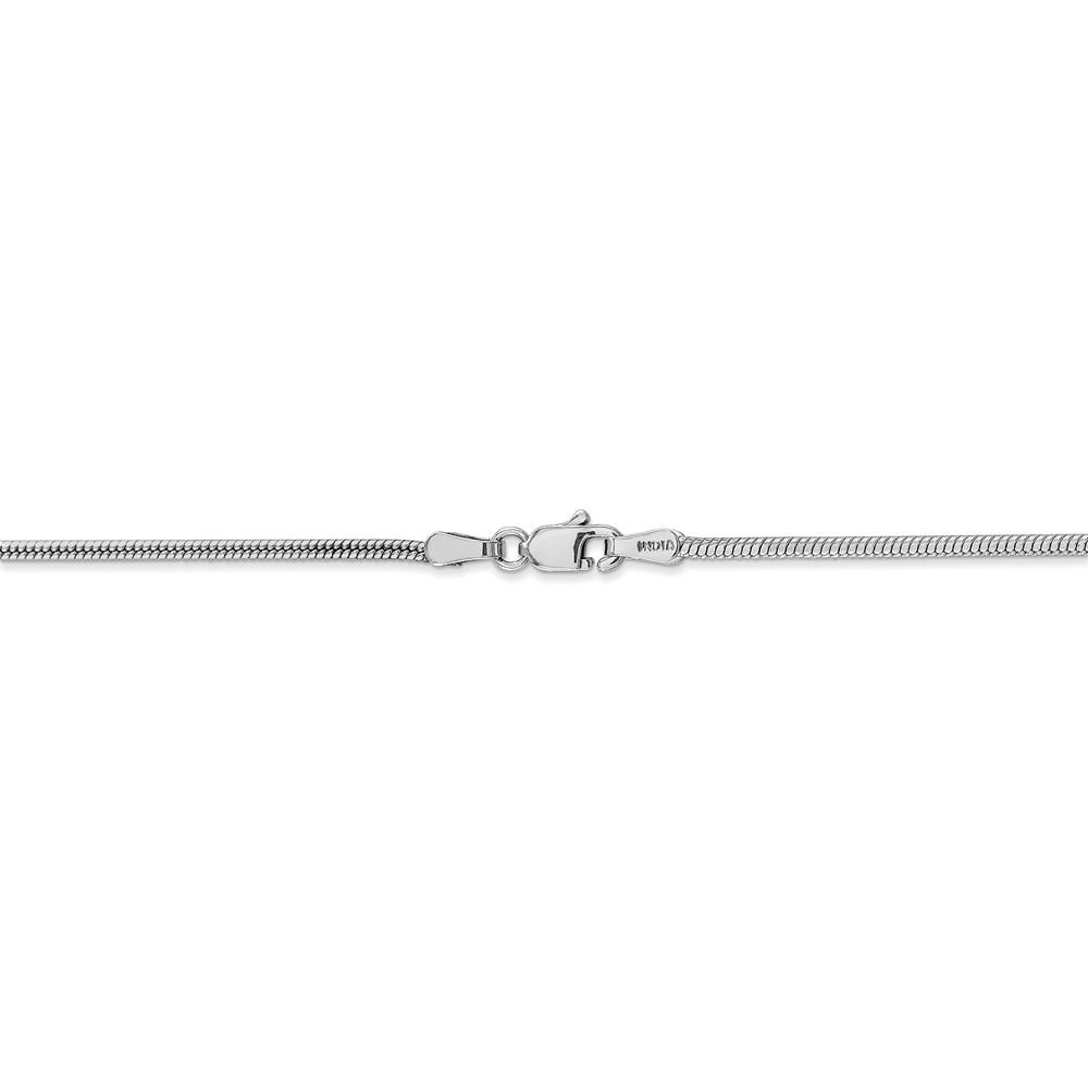 Black Bow Jewelry Company 1.6mm, 14k White Gold, Round Solid Snake Chain Necklace, 16 Inch