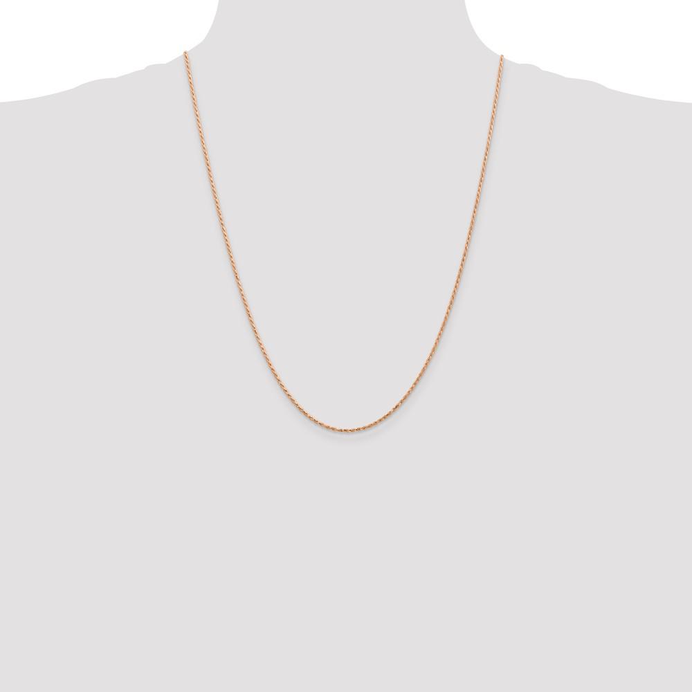 Black Bow Jewelry Company 1.5mm, 14k Rose Gold, Diamond Cut Solid Rope Chain Necklace, 24 Inch
