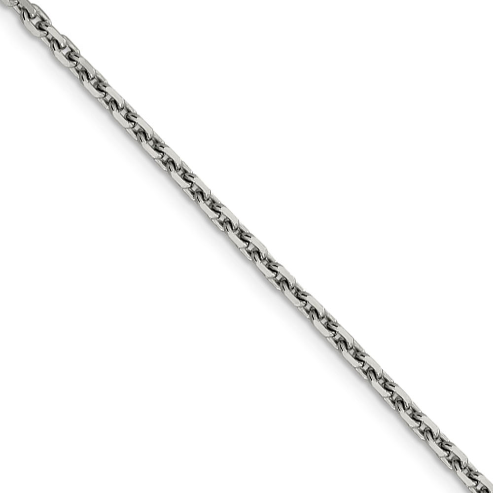 Black Bow Jewelry Company 2.5mm, 14k White Gold, Diamond Cut Solid Cable Chain Necklace