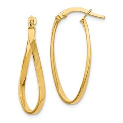 Black Bow Jewelry Company 1.8mm Twisted Oval Hoop Earrings in 14k Yellow Gold, 26mm (1 Inch)