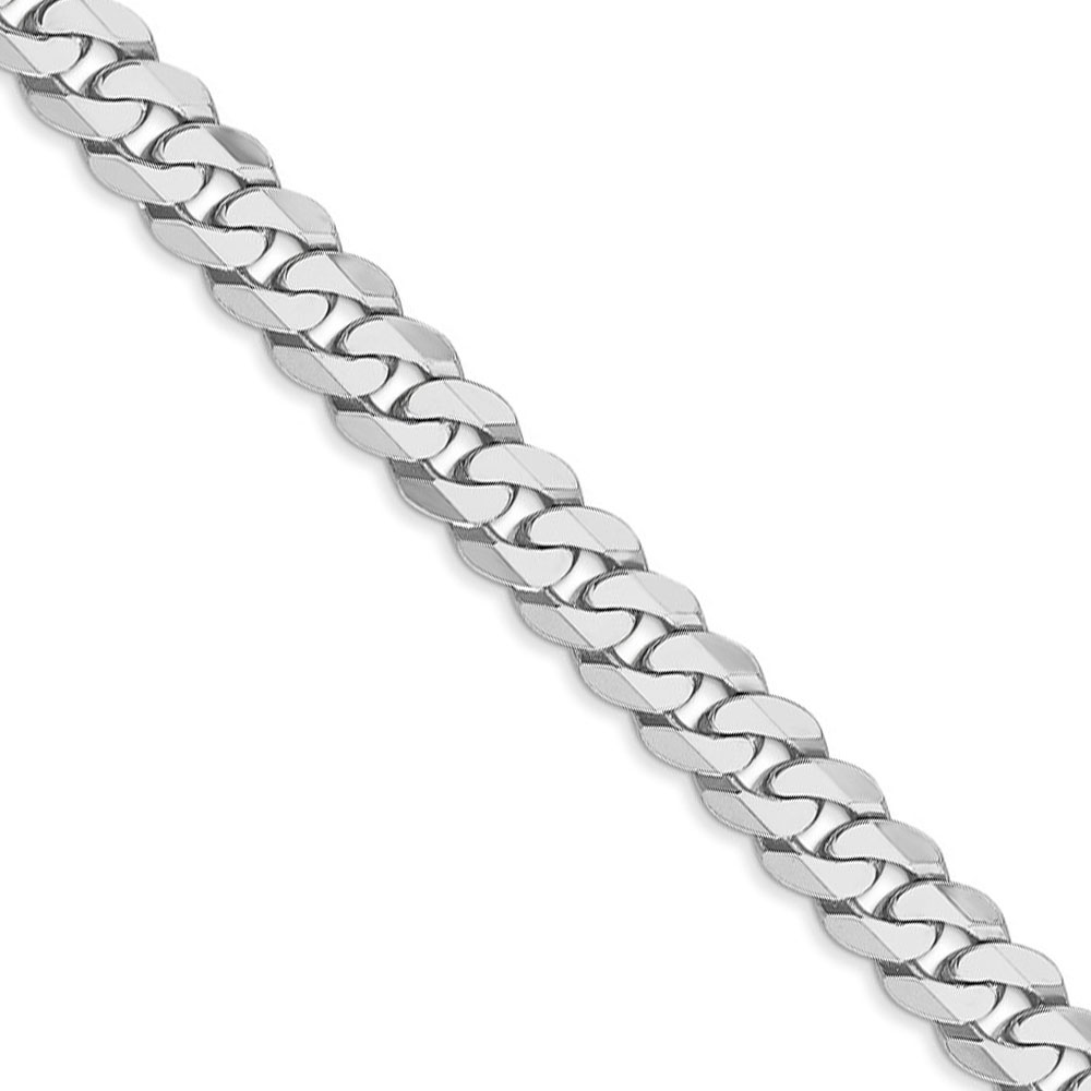 Black Bow Jewelry Company Men's 6.25mm, 14k White Gold, Flat Beveled Curb Chain Necklace