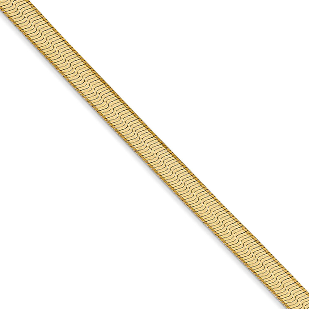 Black Bow Jewelry Company 4mm, 14k Yellow Gold, Solid Herringbone Chain Necklace, 18 Inch