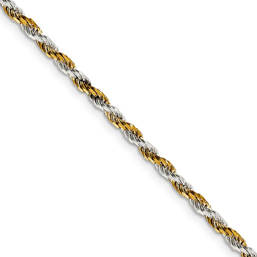 Black Bow Jewelry Company 2.5mm Sterling Silver & 10k Gold Plated Rope Chain Necklace, 20 Inch