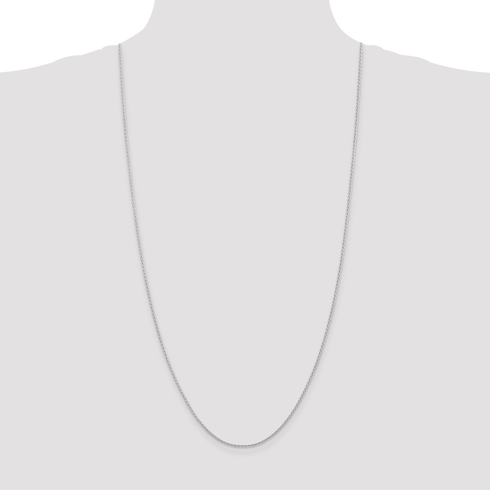 Black Bow Jewelry Company 1.5mm, 14k White Gold, Round Solid Wheat Chain Necklace, 30 Inch