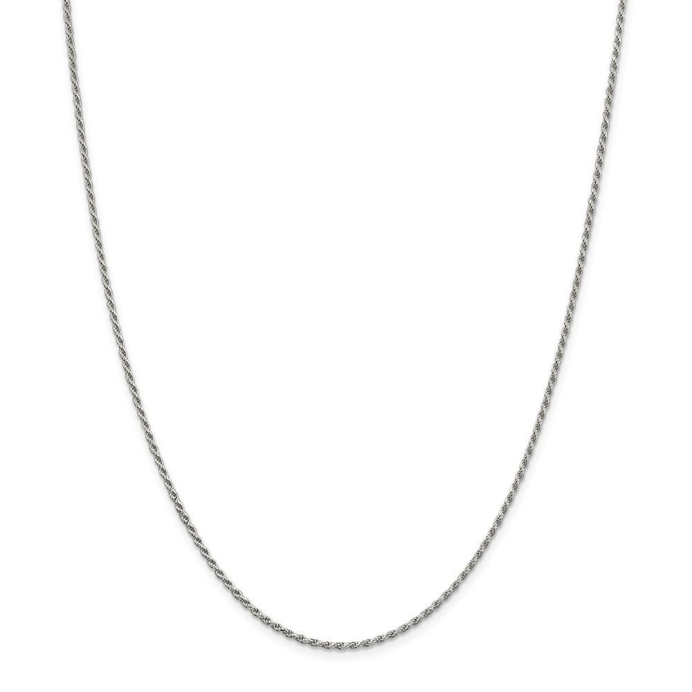 Black Bow Jewelry Company 1.7mm, Sterling Silver Diamond Cut Solid Rope Chain Necklace, 20 Inch