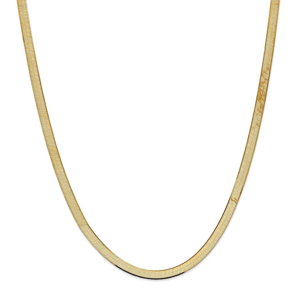Black Bow Jewelry Company 5.5mm, 14k Yellow Gold, Solid Herringbone Chain Necklace, 16 Inch