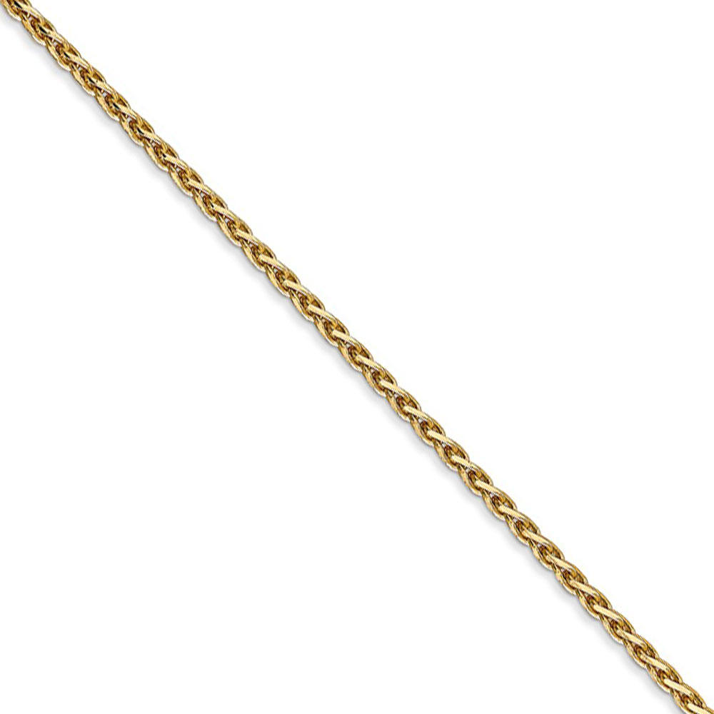 Black Bow Jewelry Company 1.9mm 14k Yellow Gold Diamond Cut Round Wheat Chain Necklace, 18 Inch