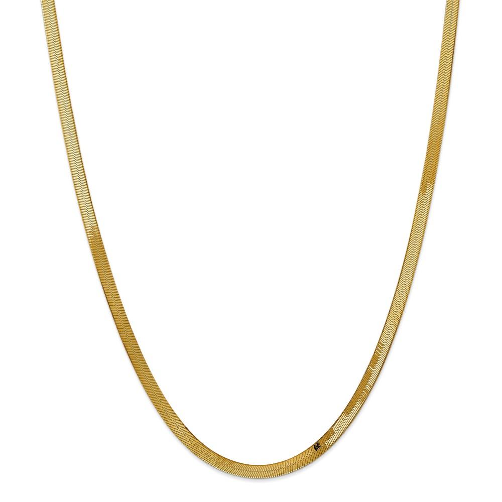 Black Bow Jewelry Company 4mm, 14k Yellow Gold, Solid Herringbone Chain Necklace