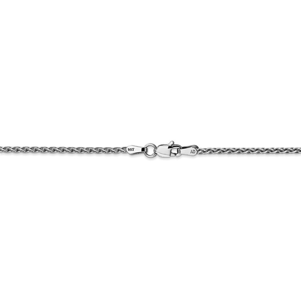 Black Bow Jewelry Company 1.9mm, 14k White Gold, Round Solid Wheat Chain Necklace, 16 Inch
