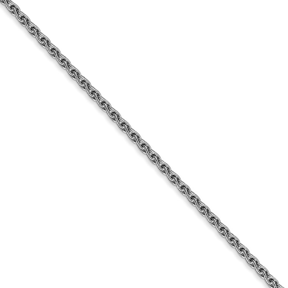 Black Bow Jewelry Company 1.9mm, 14k White Gold, Round Solid Wheat Chain Necklace, 16 Inch