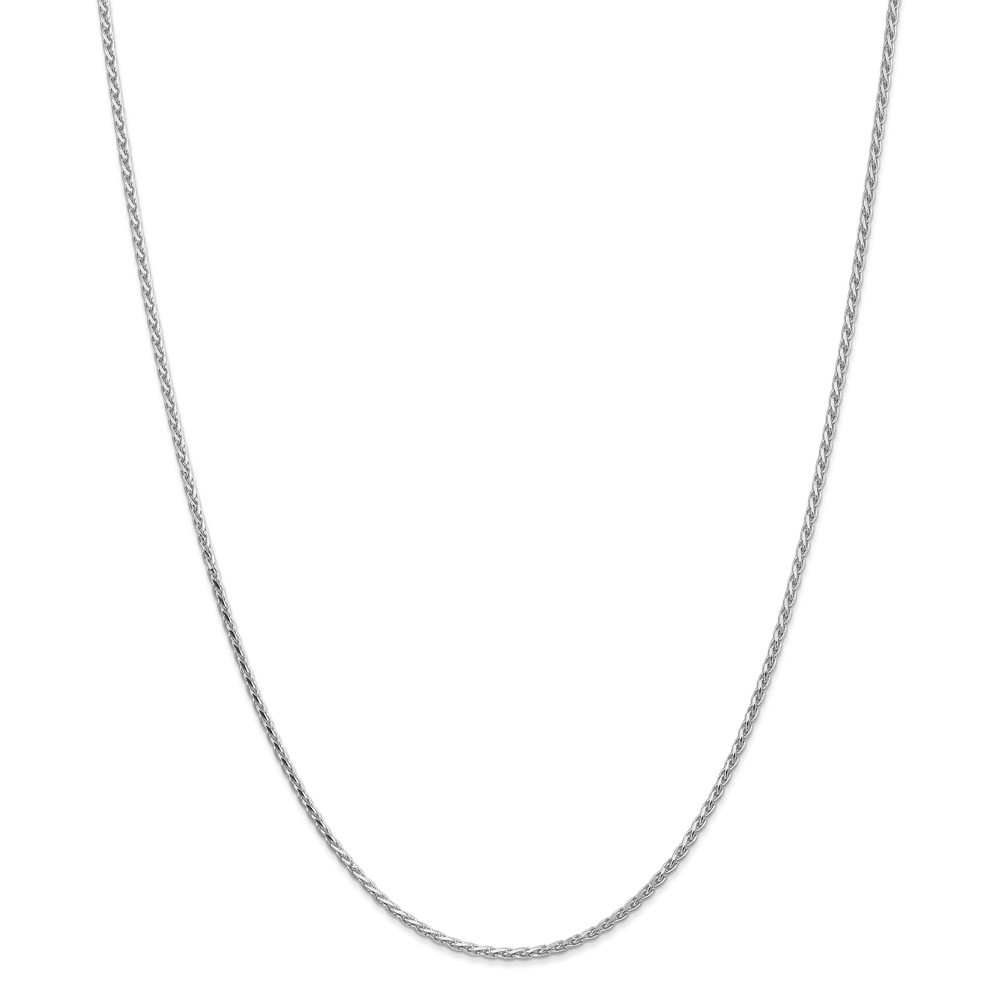 Black Bow Jewelry Company 1.9mm, 14k White Gold, Diamond Cut Solid Wheat Chain Necklace, 16 Inch