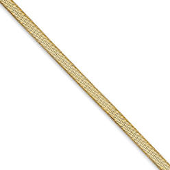 Black Bow Jewelry Company 3mm, 14k Yellow Gold, Solid Herringbone Chain Necklace