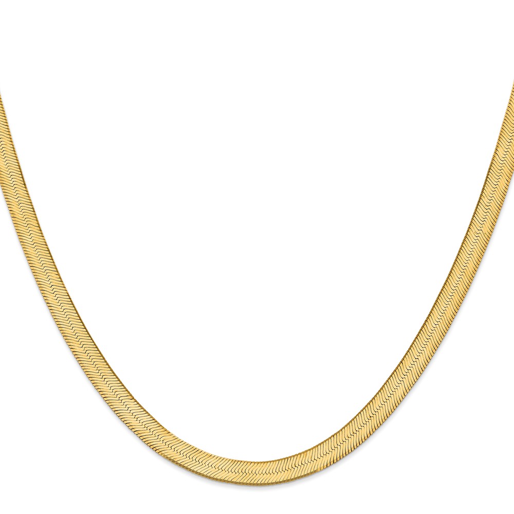Black Bow Jewelry Company 6.5mm, 14k Yellow Gold, Solid Herringbone Chain Necklace, 24 Inch