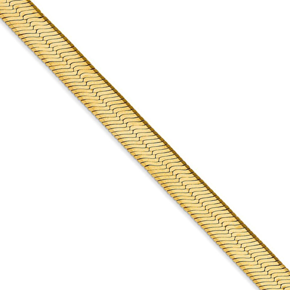 Black Bow Jewelry Company 6.5mm, 14k Yellow Gold, Solid Herringbone Chain Necklace, 24 Inch
