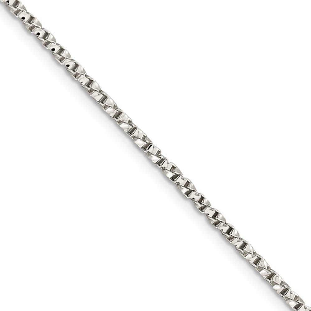 Black Bow Jewelry Company 2.25mm, Sterling Silver Twisted Box Chain Necklace, 24 Inch