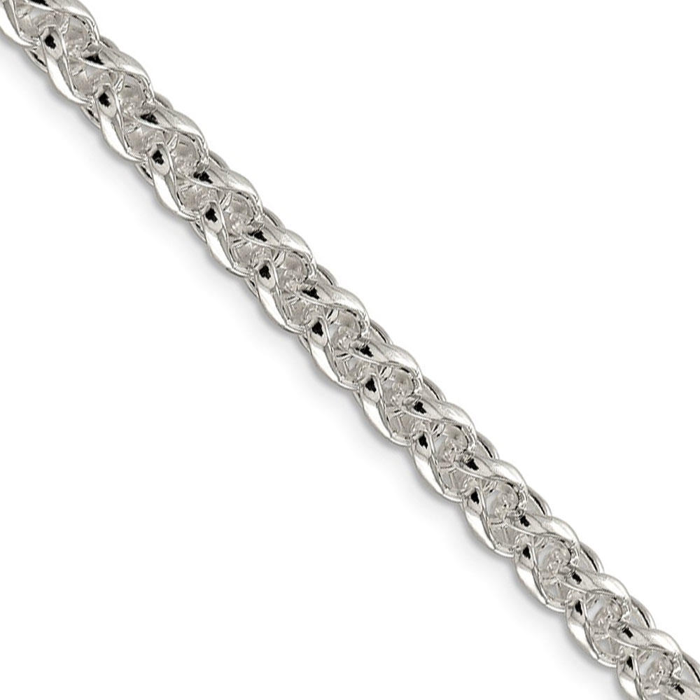 Black Bow Jewelry Company Men's 5mm, Sterling Silver Round Solid Spiga Chain Necklace, 30 Inch